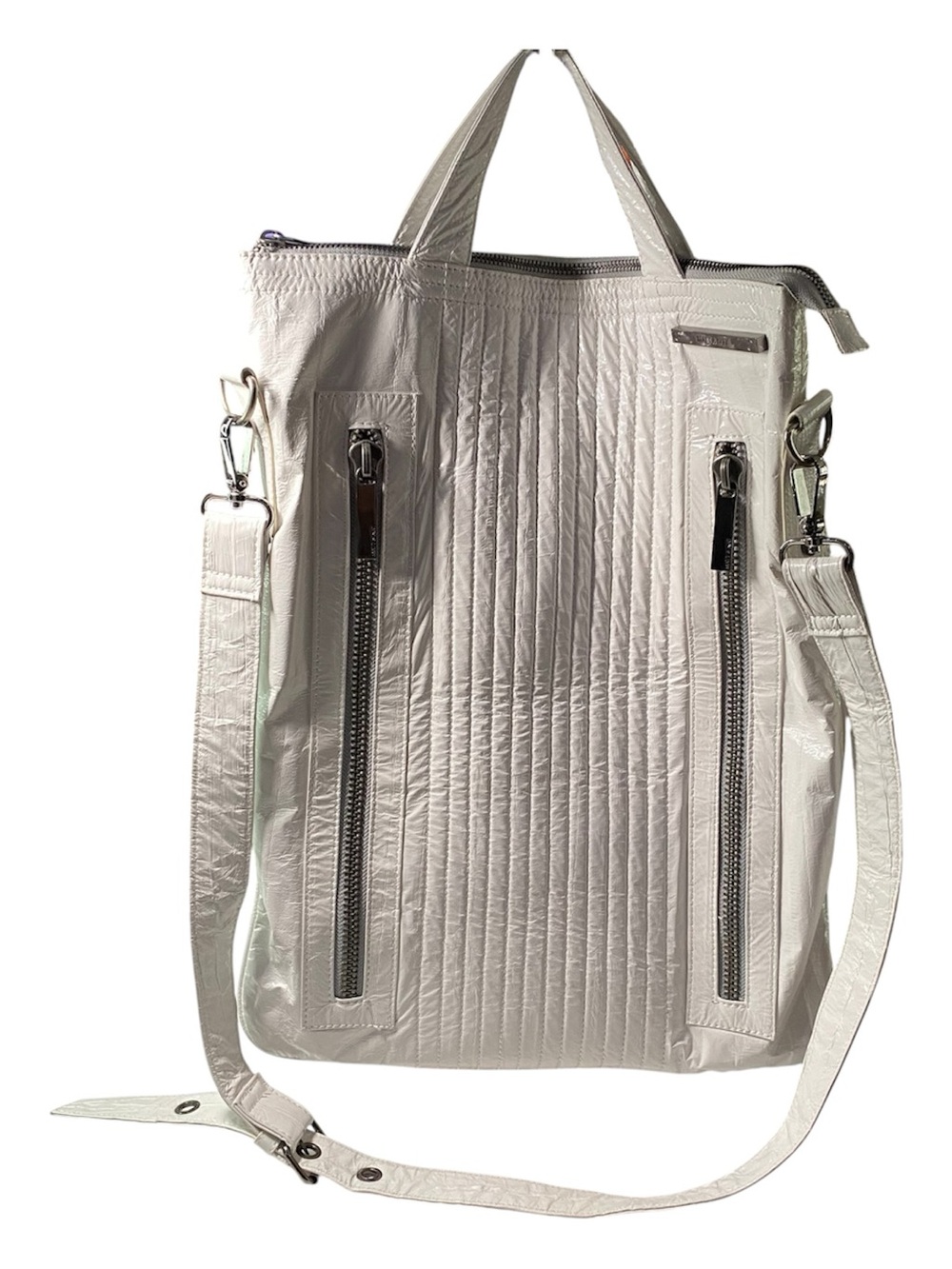 Matt & Nat Crossbody Tote White Vegan Patent Great Condition Travel Vacation